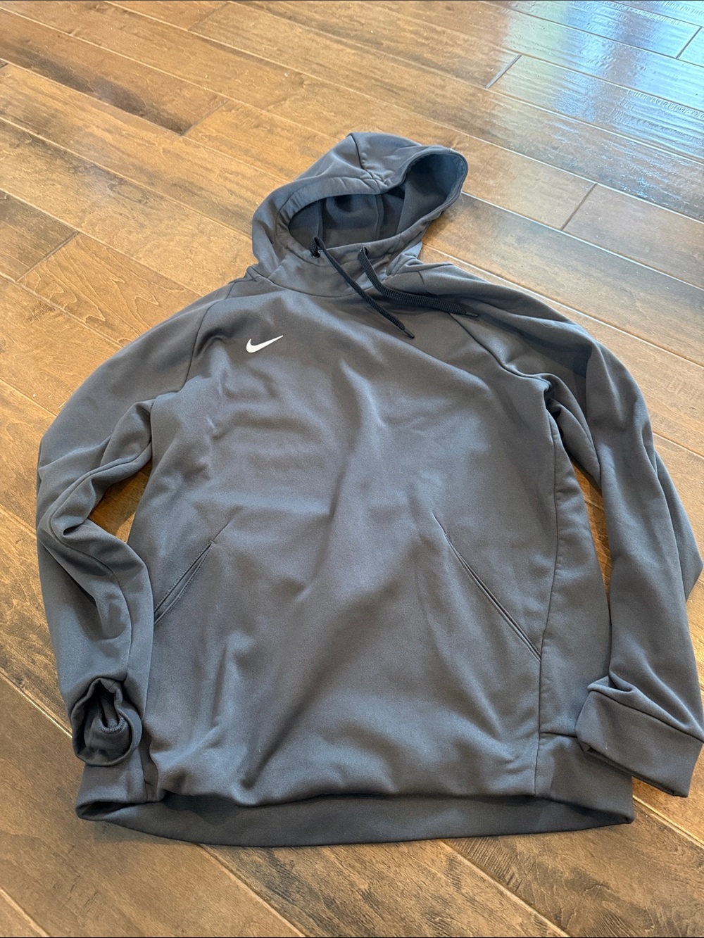 Nike Charcoal Gray Pullover Hoodie with White Swoosh